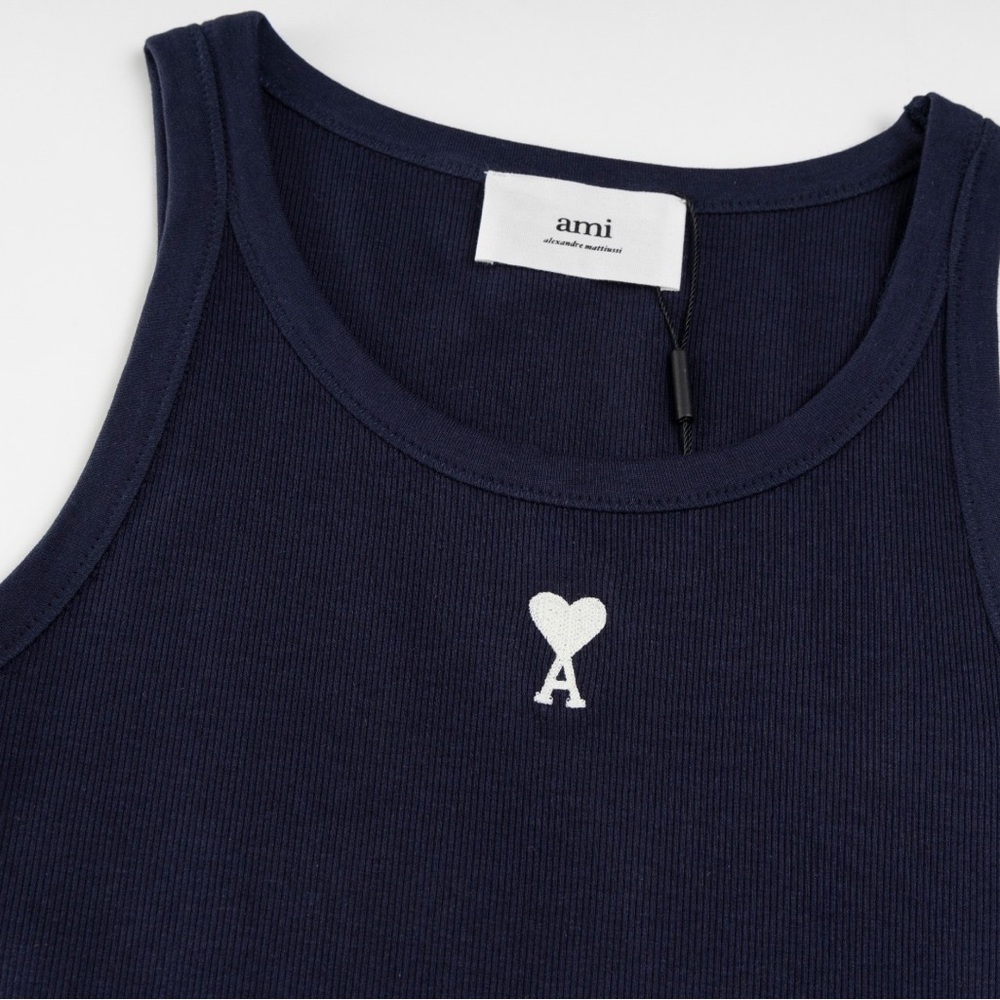 Ami Dark Blue Tank Top with White Emblem - Picture 3 of 8